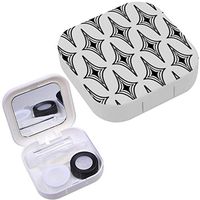 Portable Contact Lens Case Box Travel Kit Mirror + Bottle + Tweezers Container Holder [ Geometric ]