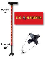 Walking Cane Adjustable T Handle with Footed Cane Tip US Marines Red Military Design