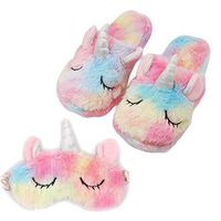 HADM Women Girls Unicorn Sleeping Eye Mask and Unicorn Slippers Set Christmas Birthday Gift