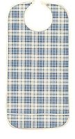 4 Pack Adult Vinyl Adult Bibs with Crumb Catcher - Premium (4 Blue Plaid)