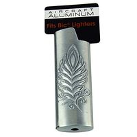 Embossed Lighter Case for BIC Lighters, Aircraft Aluminum, Lightweight & Durable - Fern Leaf