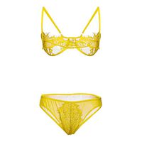 ASeir Women Sexy Lace Bra and Panty Set Bralette Lingerie 2 Piece Babydoll Bodysuit, Lace Lingerie, Underwear, Bra Yellow