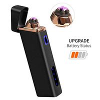 Upgraded Lighter, Electric Lighter USB Rechargeable Dual Arc Lighter Windproof Flameless Plasma Lighter with Battery Indicator for Fire, Cigarette, Pipes (Matte Black)