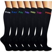 Compression Socks for Men Women 20-30 mmHg for Nurse Athletic Sports Travel Medical Pregnancy (Large/X-Large, 01-Monday/Tuesday/Wednesday/Thursday/Friday/Saturday/Sunday (7 Pairs))