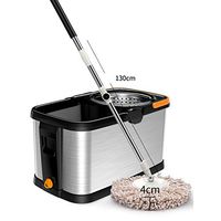 Spin Mop and Bucket Floor Cleaning System with 2 Microfiber Mop Heads, Handle Stainless Steel Dry Basket for Home, Office and Kitchen,Cotton head 4 Each