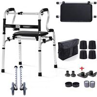 Folding Walker, Adjustable Height Walking Frame for Seniors Elderly - Lightweight Mobility Transport Aid Walking Stick