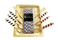 Perfect Stix Game Day 24-Giants Tailgate Party Pack, 24 Pack Flexible Paper Straws, 24 Count Cutlery Set with Giants Colors, 24 Count 10" Wooden Plates, 24 Pack 6" Cocktail Stirrers (Pack of 96)