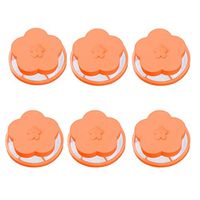 6PC Fxbar Reusable Flower-Type Floating Lint Mesh Hair Filter Net Pouch Bag Universal Float Handy Best Household Helper(Orange)