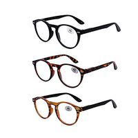 Amillet Reading Glasses 3 Pack for Men and Women,Retro Round Spring Hinges Frame Readers,3 Colors with Gift Packing,Glasses for Reading +1.00