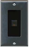 RiteAV Decorative 1 Gang 1 Port Cat6 Wall Plate - Stainless/Black - Bracket Included
