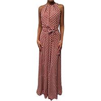 CCatyam Plus Size Dresses for Women, Skirt Dot Print Sexy Slim Maxi Leisure Club Party Fashion Red