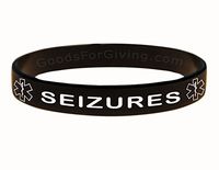 Seizures ID Bracelet Wristband - Black - 6 Inches