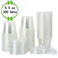 [200Sets-5.5oz] Clear Plastic Disposable Portion Cups with Lids, Souffle Cups, Condiment Cups,Jello Shots, Slime & Medicine Premium Small Plastic Containers