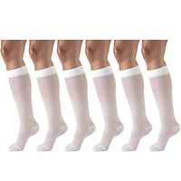 Sheer Compression Stockings, 15-20 mmHg, Women's Knee High Length, 20 Denier Ivory Large (6 Pairs)