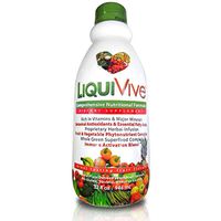 LiquiVive Liquid Vitamins Vegetarian Dietary Mega Supplement | Daily Multivitamin Superfood Immune Support Immunity Booster | with Vitamin C D3 A B12 E K | 99.9% Vegan Non-GMO Gluten Free 32 fl oz
