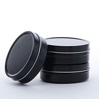 24ea - 2 Oz Black Shallow Round Stackable Tin Can-Pk