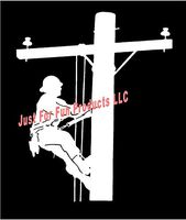 Just For Fun 6 x 5 Lineman Electric Pole Climber Vinyl Die Cut Decal Bumper Sticker, Windows, Cars, Trucks, laptops, etc