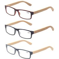 Kerecsen Bamboo Temple Reading Glasses Rectangular Glasses Include Sunglasses Readers (3 Mix Color, 2.5)