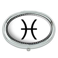 Zodiac Sign Pisces Metal Oval Pill Case Box