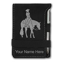 Mini Notepad, Western Pleasure Horse, Personalized Engraving Included (Black with Silver)