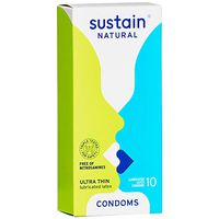 Sustain Natural Latex Condoms - Ultra Thin - FDA Cleared - Nitrosamine Free - Non GMO - Fair Trade - 10 Count…