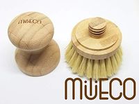 Natural Cleaning Scrub Brush for Dish Cast Iron Skillet Pots Pans and Various Surfaces - Made of 100% Bamboo and Sisal Bristles - Replaceable Brush Head by Milieco