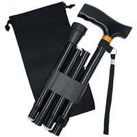 T Handle Telescopic Black Folding Walking Sticks Aluminum Alloy Crutches Trekking Cane Hiking Poles Trekking Poles for Elder, Black