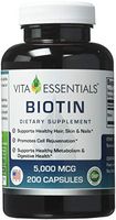 Vita Essentials Biotin Capsules, 5000 Mcg, 200 Count
