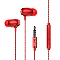 In Ear Wired Earbuds, LEELVIS Noise Isolating Headphones Sweat-proof Sports Earphones with MIC Earhook Cord Earpods Stereo Workout Earpiece for iPhone iPod Samsung Android Cellphone (Red)
