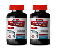 Cholesterol lowering Products - Wild Alaskan 100% Pure Salmon Oil - Fish Oil Bulk Supplements - 2 Bottles 180 Softgels