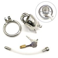 a-YUEYUE Stainless Steel Male Short Cage Device Small Ring Tube for Men Trainners Non Slip, 3 Sizes Optional