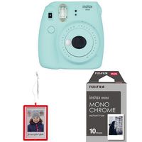 Fujifilm Instax Mini 9 - Ice Blue Instant Camera with Holiday Ornament and Mini Monochrome Film