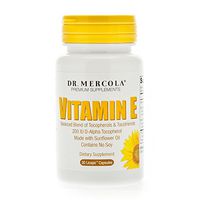 Dr. Mercola Vitamin E Supplement - 30 Capsules - 2 Bottles - Balanced Blend of Tocopherols and Tocotrienols - Made with Sunflower Oil - Contains No Soy - 200 IU D-Alpha Tocopherol