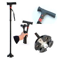 GOFEI Cane with Alarm Button, Non-Slip Telescopic Walking Stick, Aluminum Walking Aids with LED Light, Easy to Use, for Elderly, Travel