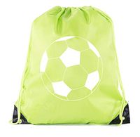 Soccer Party Favors | Soccer Drawstring Backpacks for Birthday Parties, Team events, and much more! - 10PK Lime CA2500SOCCER S1
