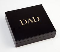 DAD Cigar Humidor - Black Piano Finish Engraved and Gold Filled Fathers Day Wedding