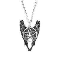 Large Double Guardian Angel Wing Necklace Charm Star Pentacle Pendant Jewelry CN Prom Woman Stylish Lovely Elegant Jewerly Women Aesthetic Fashionable Womens