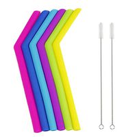 Drinking tubularis,Reusable Silicone Flexible Bend Smoothies Straws with Cleaning Brushes 6PCS Color Environmentally Friendly Reusable Silicone Straw Brush