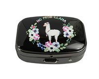 XUTAI Custom Personalized Square Stainless Steel Gun Silver Glass Travel Pill Case Vitamin Decoration Box (Lama)