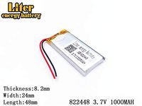 3.7V 1000mAh 822448 Lithium Polymer Ion Rechargeable Battery Lithium Polymer Li-Po Battery for MP4 GPS MP3 Bluetooth Stereo DIY Gift
