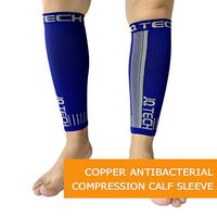 Calf Compression Sleeve - Leg Compression Socks for Shin Splint, Calf Pain Relief - Men, Women, and Runners (Blue/Gray-1 Pair)
