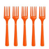 Premium Heavy Weight Plastic Forks | Orange Peel | Pack of 48 | Party Supply