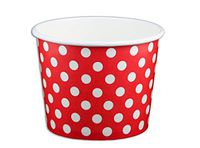 Black Cat Avenue Paper Ice Cream Cups, Polka Dot, Red, 12 Ounce, 50 Count