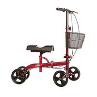 Healthport Knee Walker | Steerable Knees Scooter for Foot Injuries | Folding, Dual Breaks, Parking Mechanism | Increased Turning Radius for Indoor and Outdoor | Glossy Red | Crutches Alternative