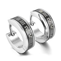 1set Stainless steel stud plugs hoop earrings ear studs Black Silver Roman numerals Best Good Women Design Womens Bright Designer Novelty Prom Brides