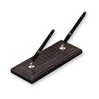 Jewelry Adviser Gifts Brown Leather Double Pen Stand