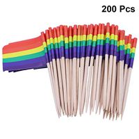 STOBOK 200Pcs Rainbow Flag Toothpicks Gay Pride Flags Cupcake Toppers Fruit Picks for Party Pride Event
