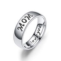 YouCY Mon/Daugter/Son I Love You Family Finger Ring Engraved Ring Love Mom Son Daughter Parent Jewelry Mother's Day Birthday Gifts,MOM,Size 8