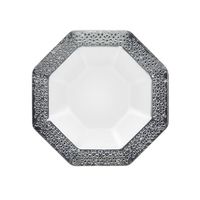 Lillian Tablesettings 10 Count Lacetagon Bowl with Silver Rim, 5 oz, White