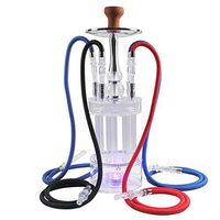4 Hose Hookah Set with LED Light 58cm Modern Acrylic Cube Double Hookah Complete 23" Shisha Set with Everything